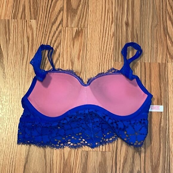 PINK Lace Push Up Bralette, bright blue, XS - Picture 7 of 7